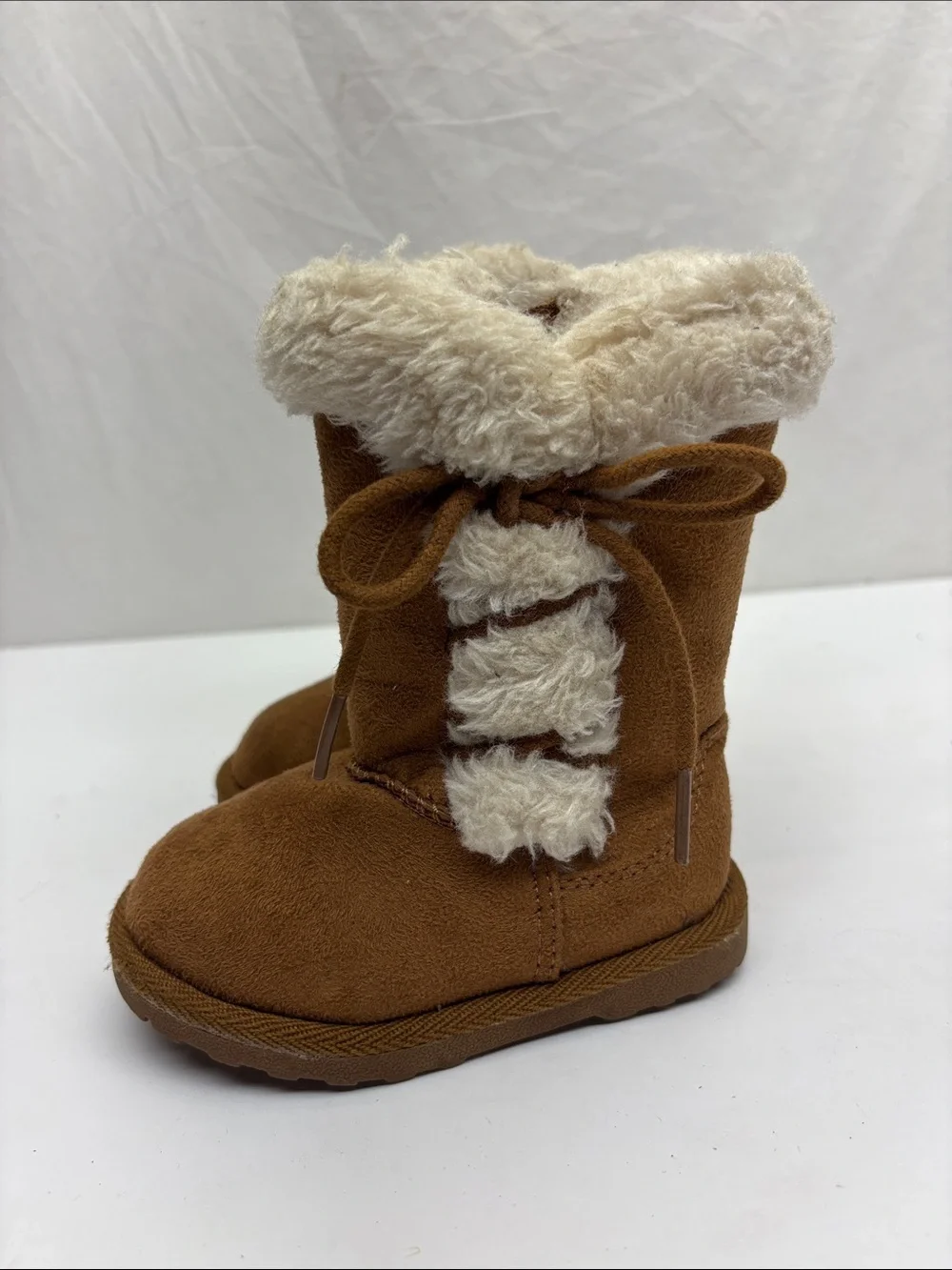Falls creek Kids Faux-Suede Winter Boots with Plush Cuff, SZ 5 baby, box 73